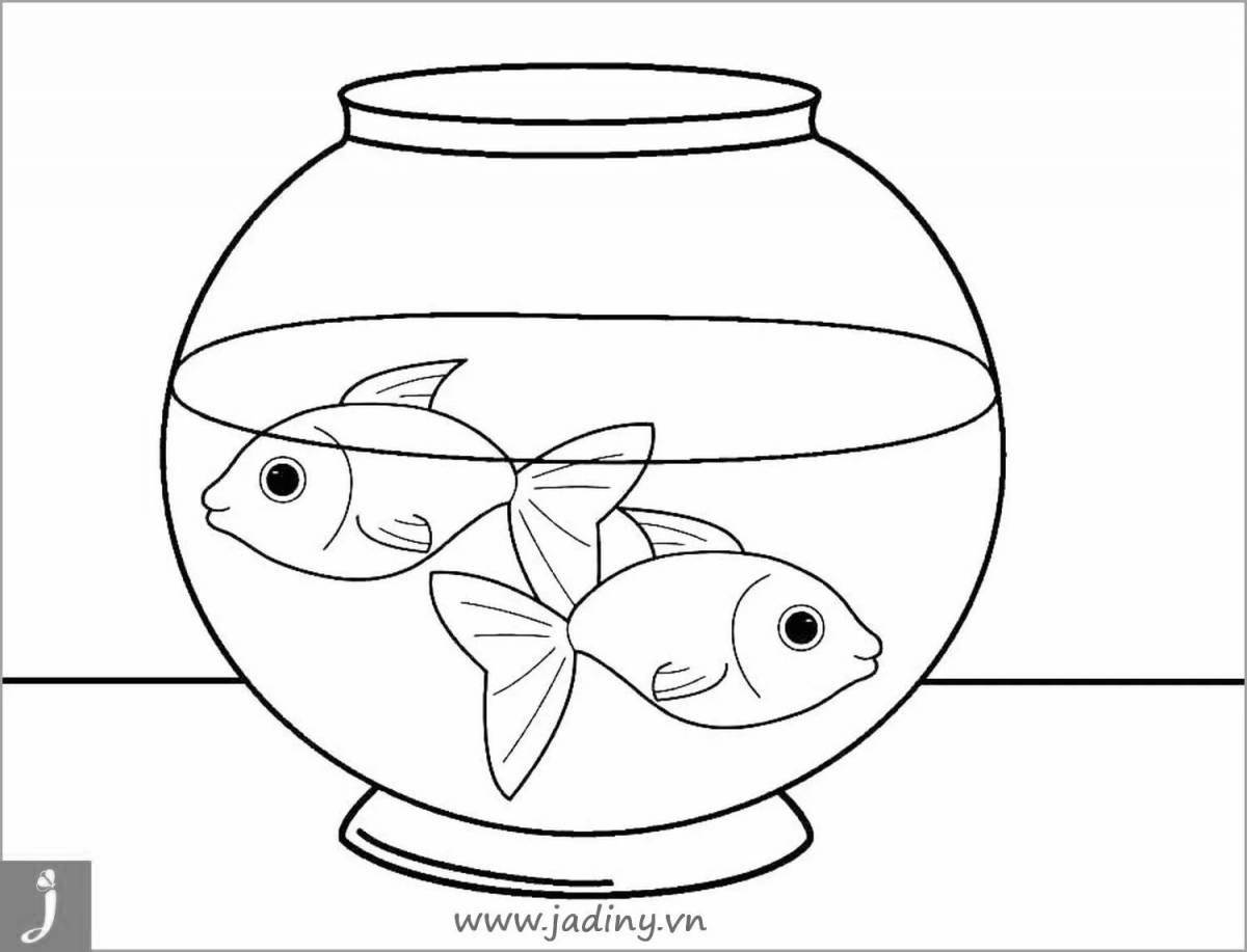 Animated aquarium fish coloring pages for 5-6 year olds