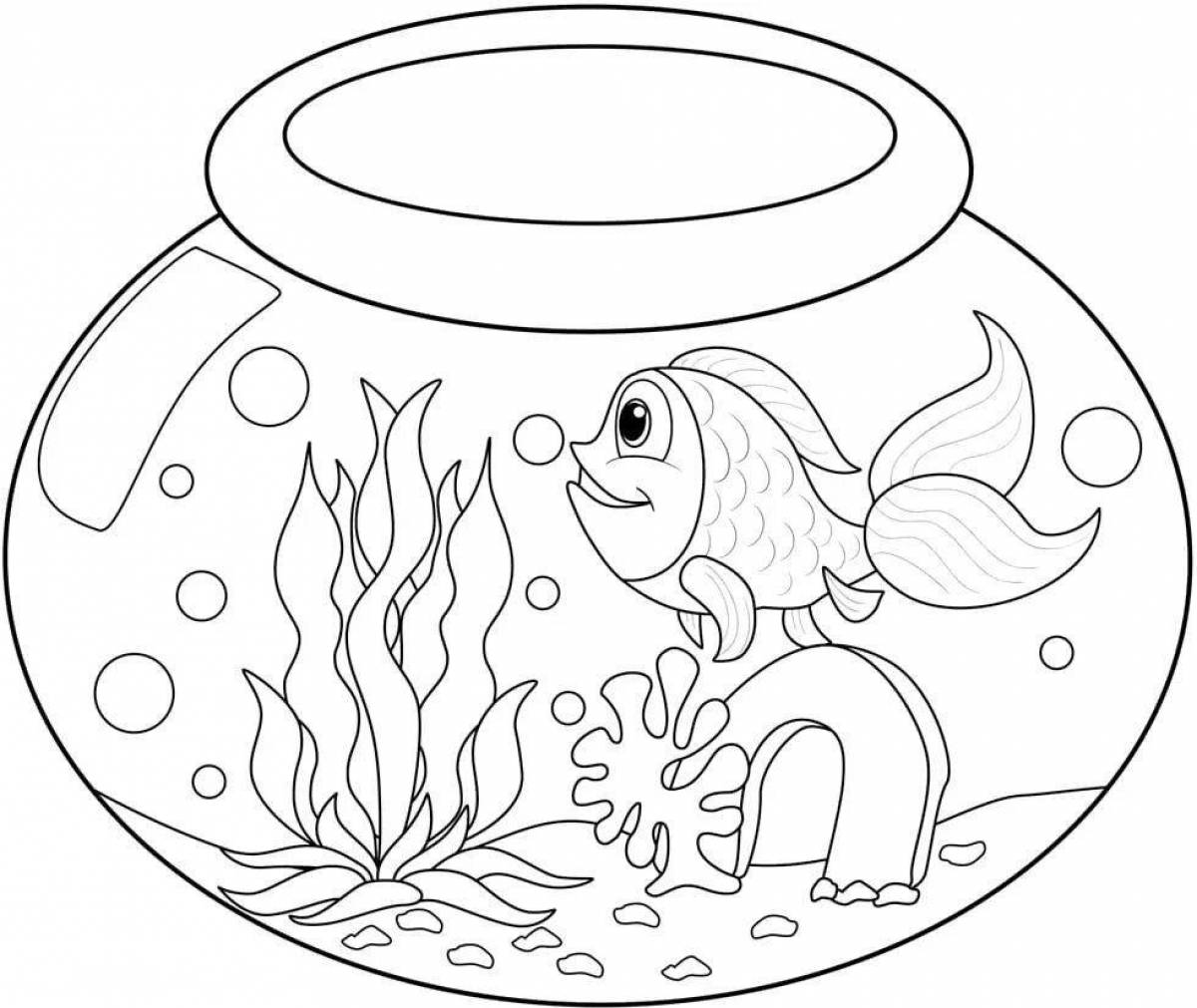 Glittering aquarium fish coloring book for 5-6 year olds