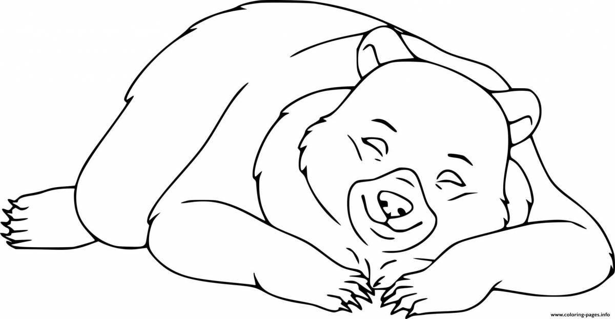 Adorable bear cub in the den coloring book for children