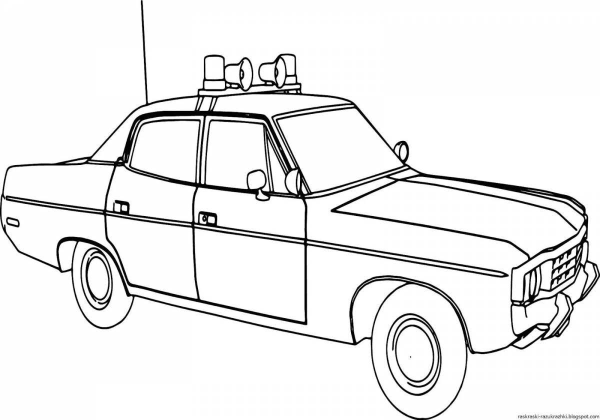 Funny police car coloring book for 5-6 year olds