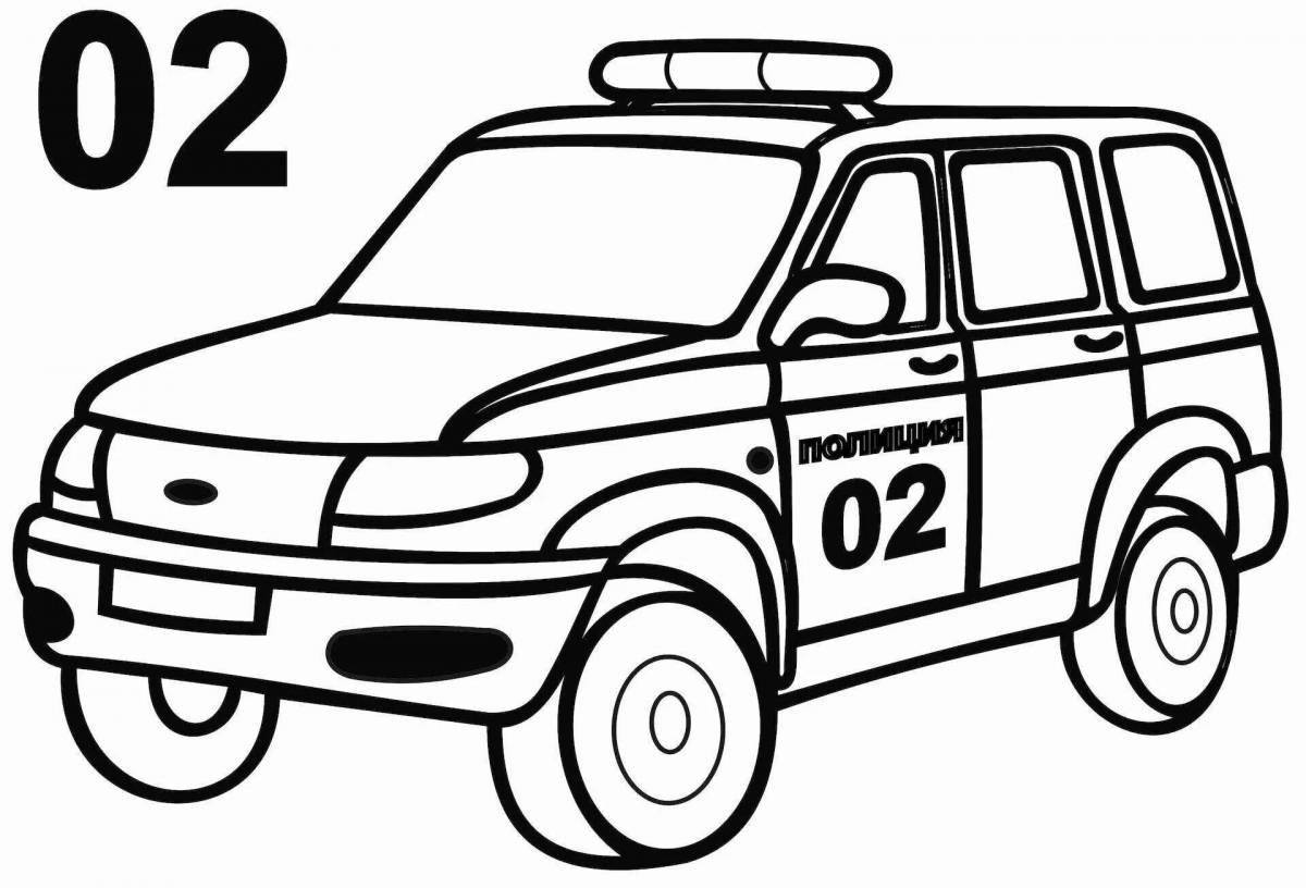 Fabulous police car coloring book for children 5-6 years old