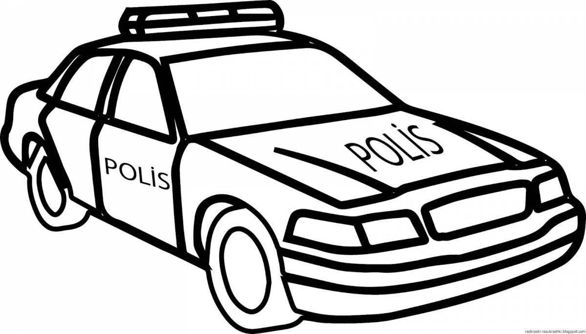 Cute police car coloring book for 5-6 year olds