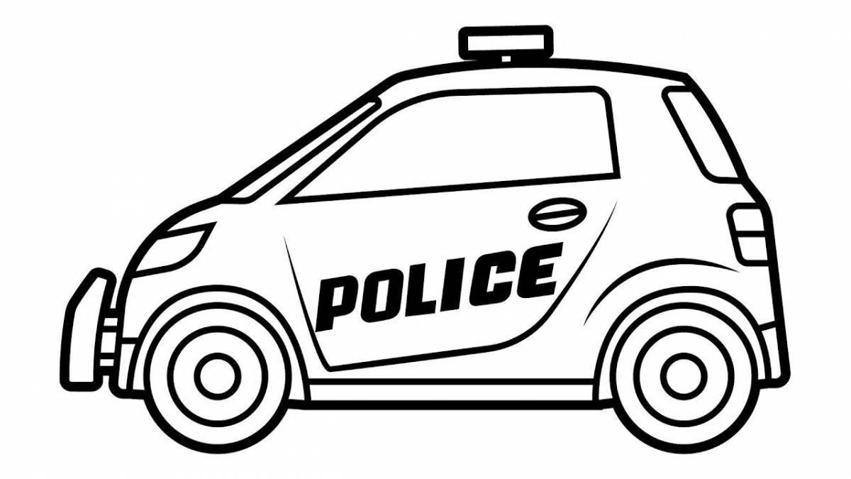 Раскраска очаровательная полицейская машина для детей 5-6 лет