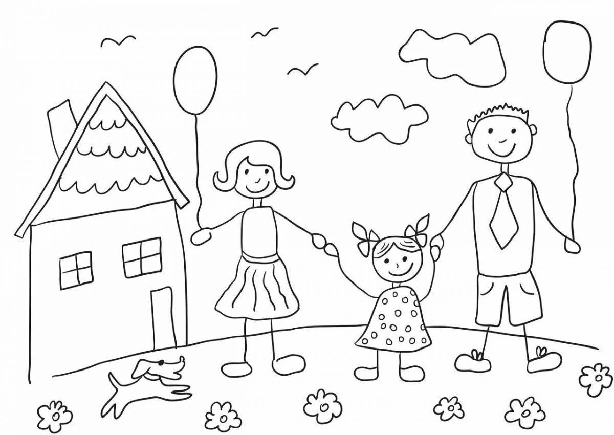 Happy family coloring page