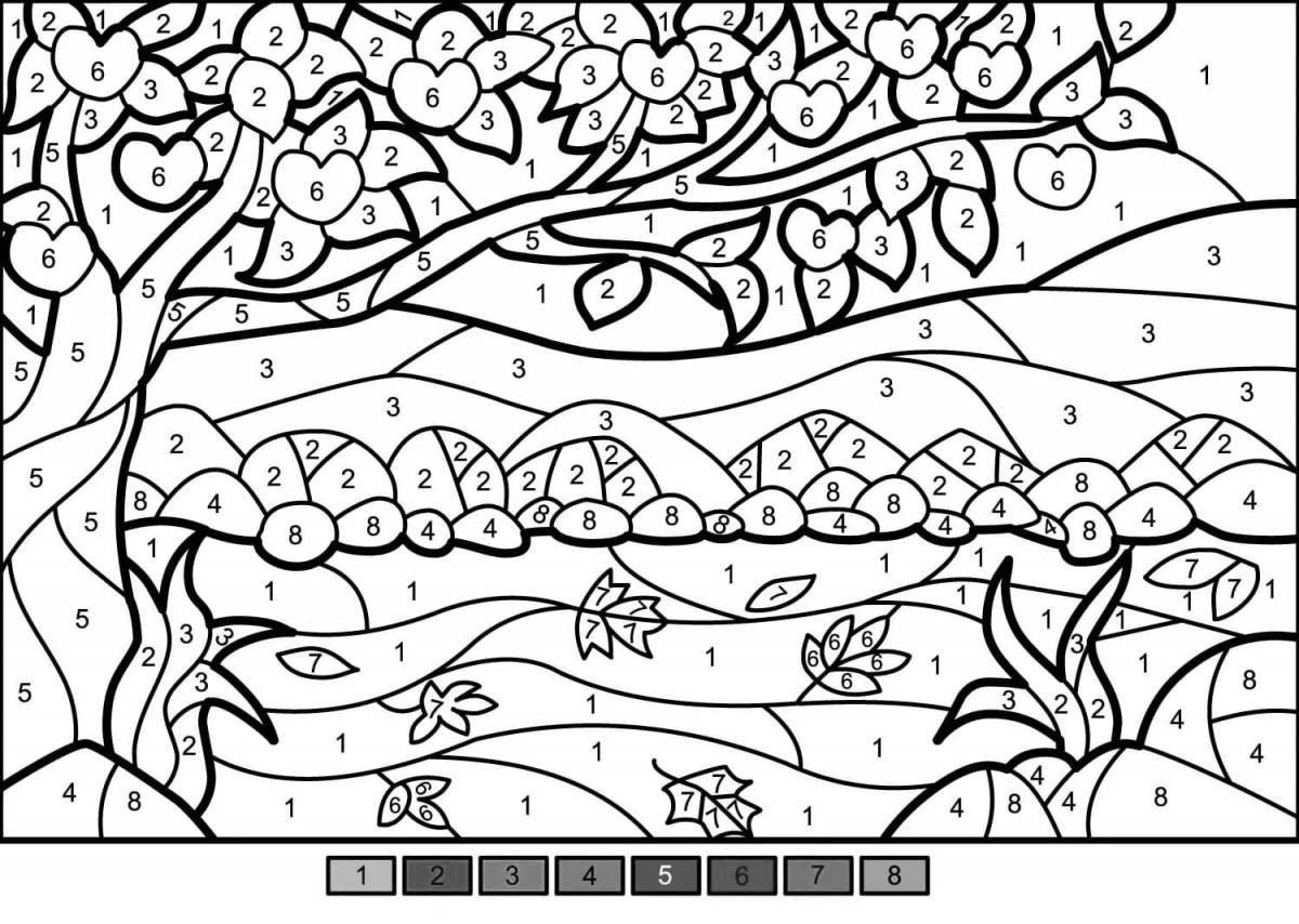 Soothing coloring by number game for all adults