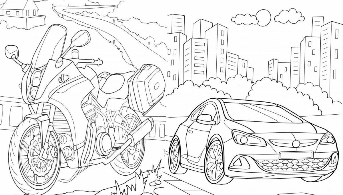 Nice coloring book for boys 9-10 years old - very beautiful and complex cars