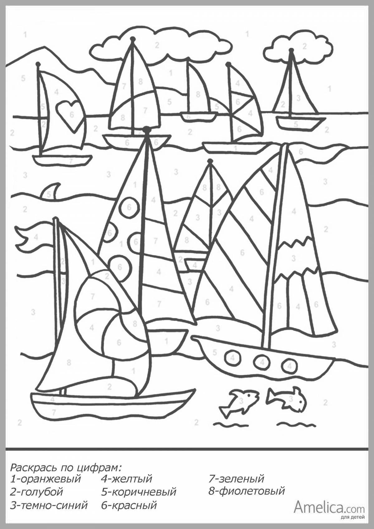 Colourful coloring by numbers for boys 6-7 years old