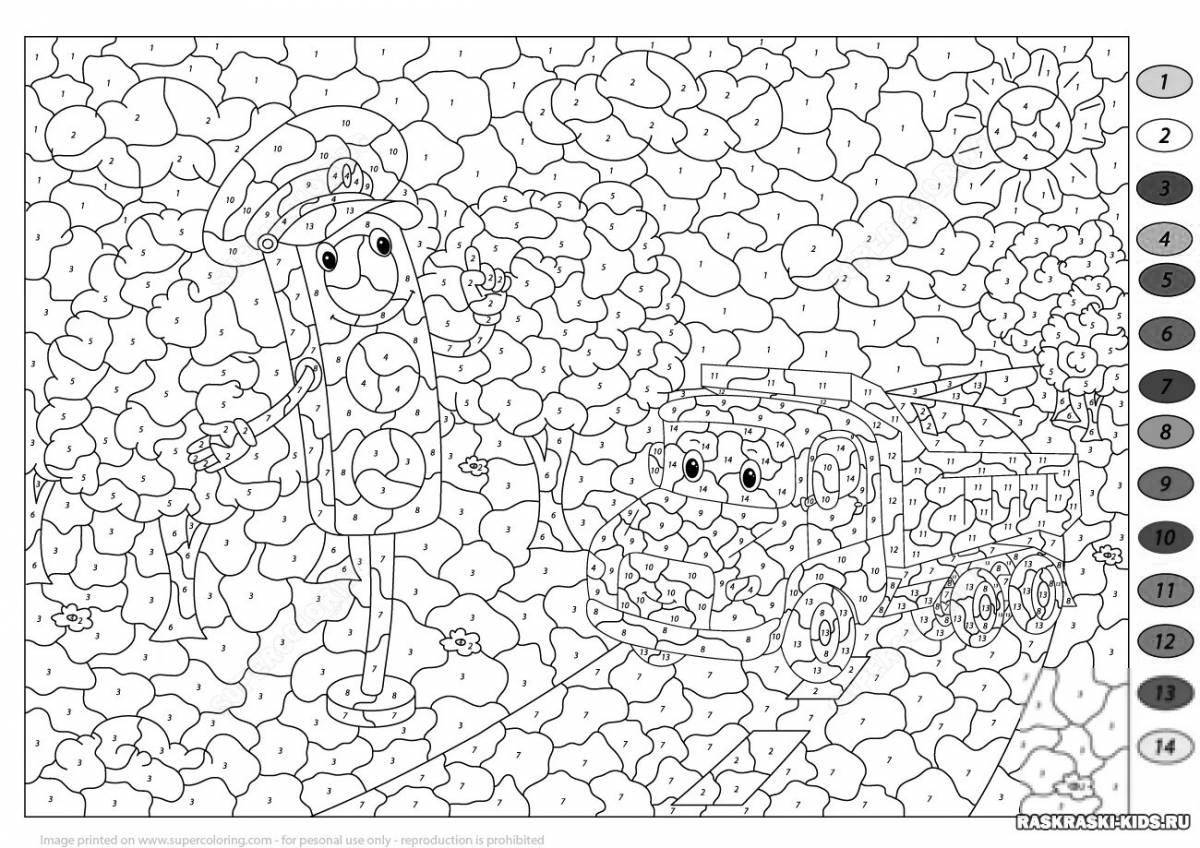 Inviting coloring by numbers for boys 6-7 years old