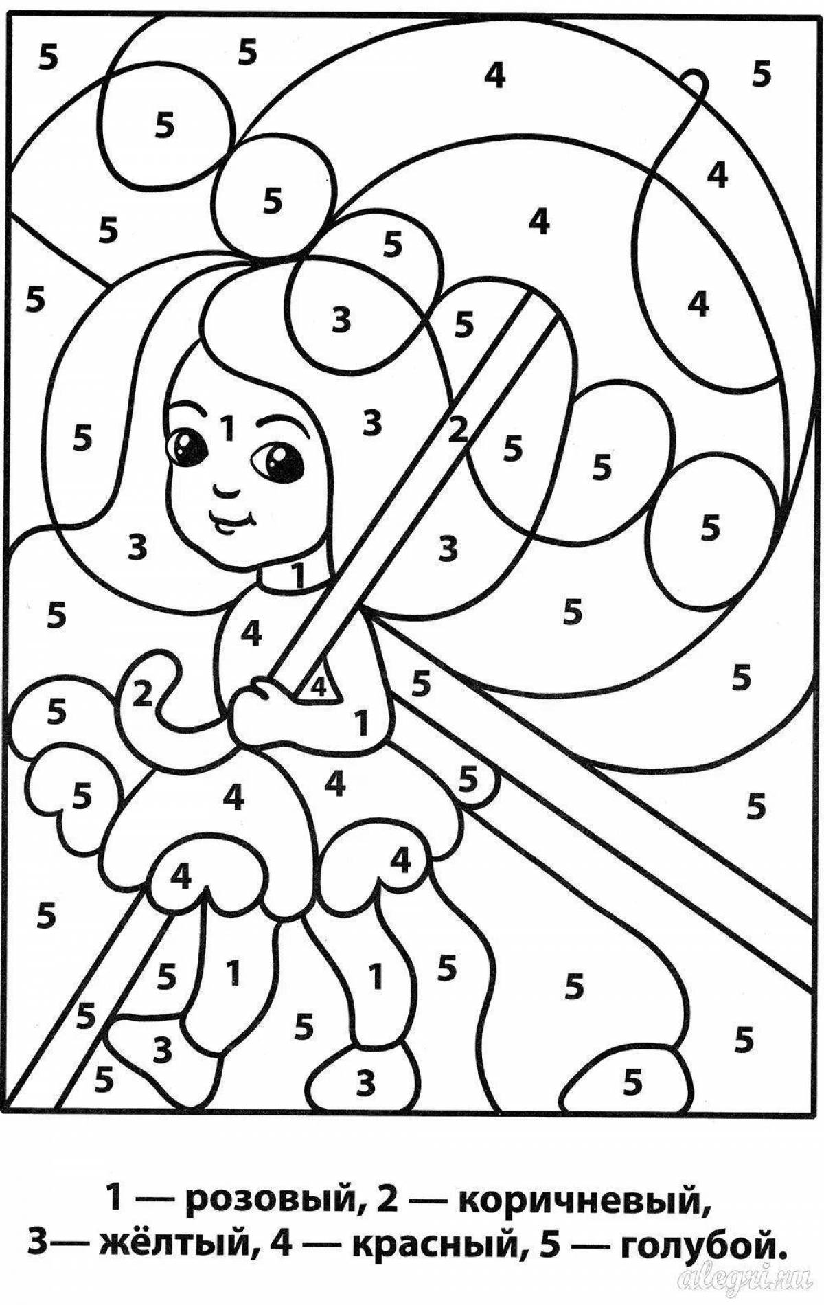 Educational coloring by numbers for 6 year olds