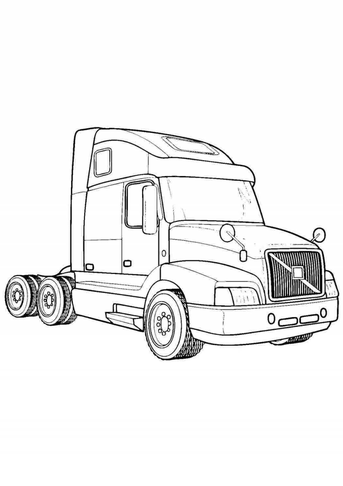 Удивительная страница раскраски грузовиков для детей 6-7 лет