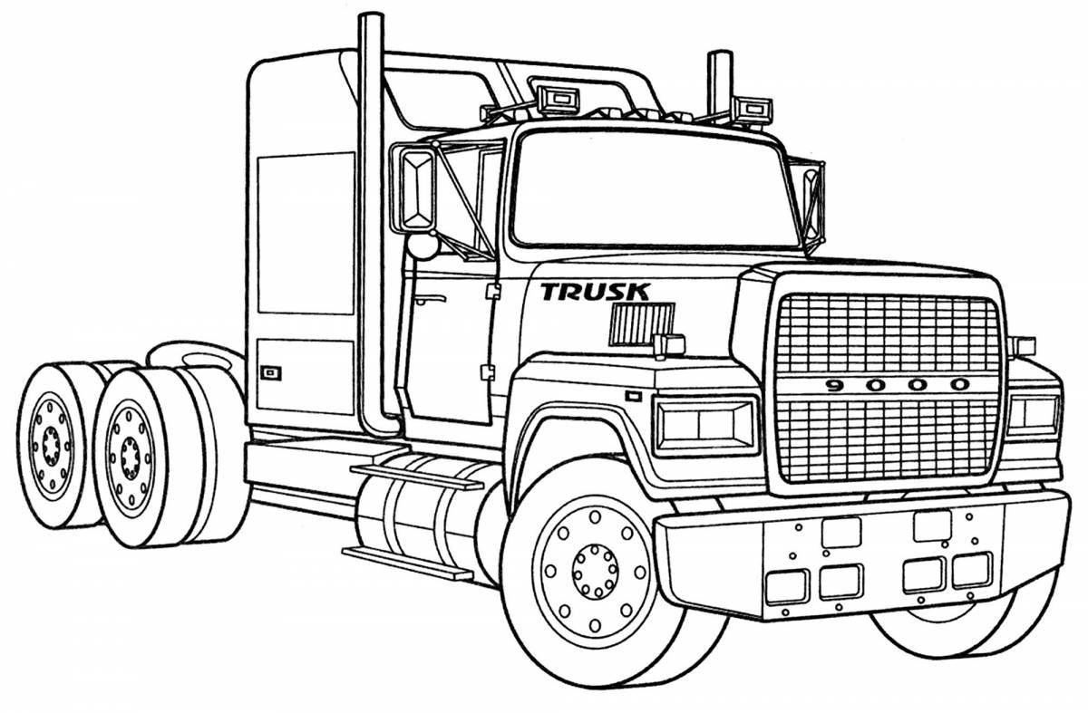 Impressive truck coloring book for kids 6-7 years old