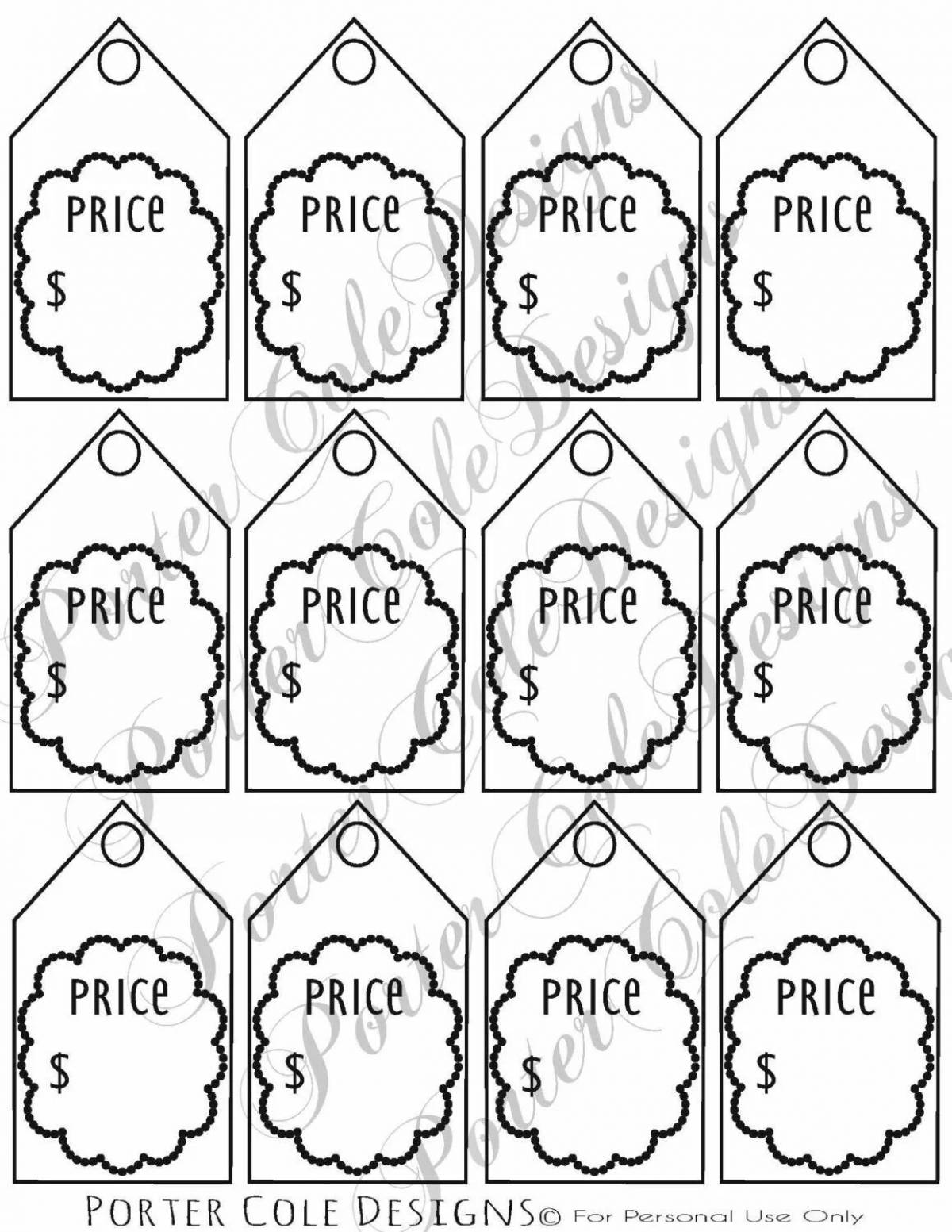 Coloring page with kind price tag