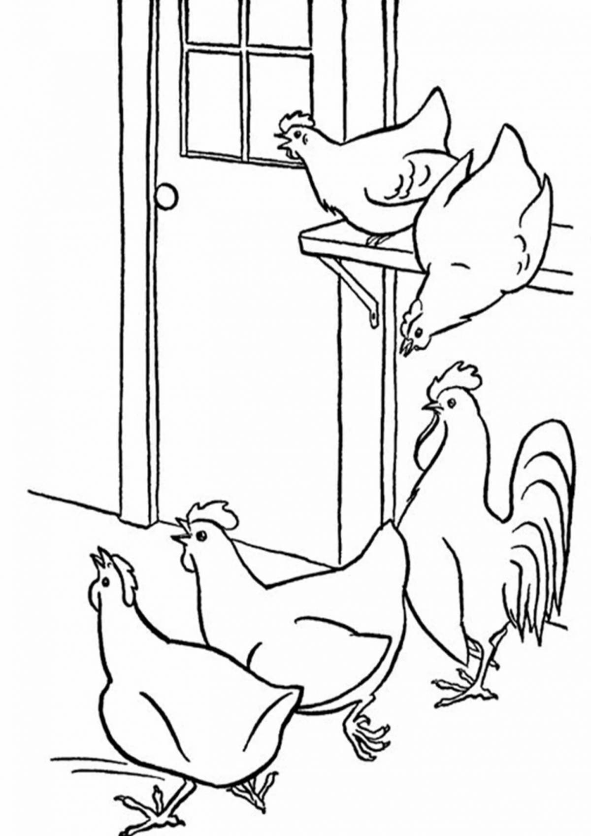 Coloring page happy chicken coop