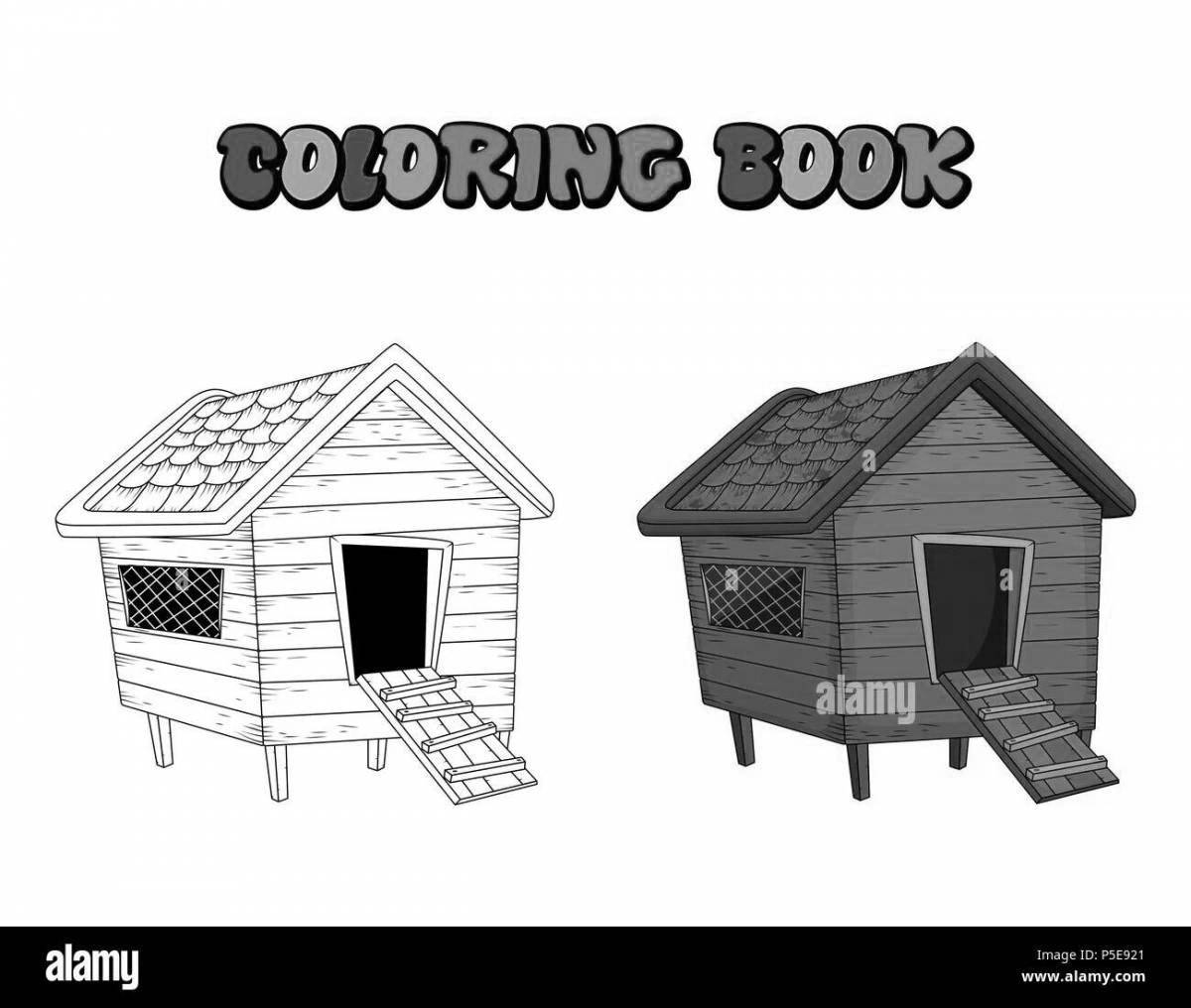 Animated chicken coop coloring page