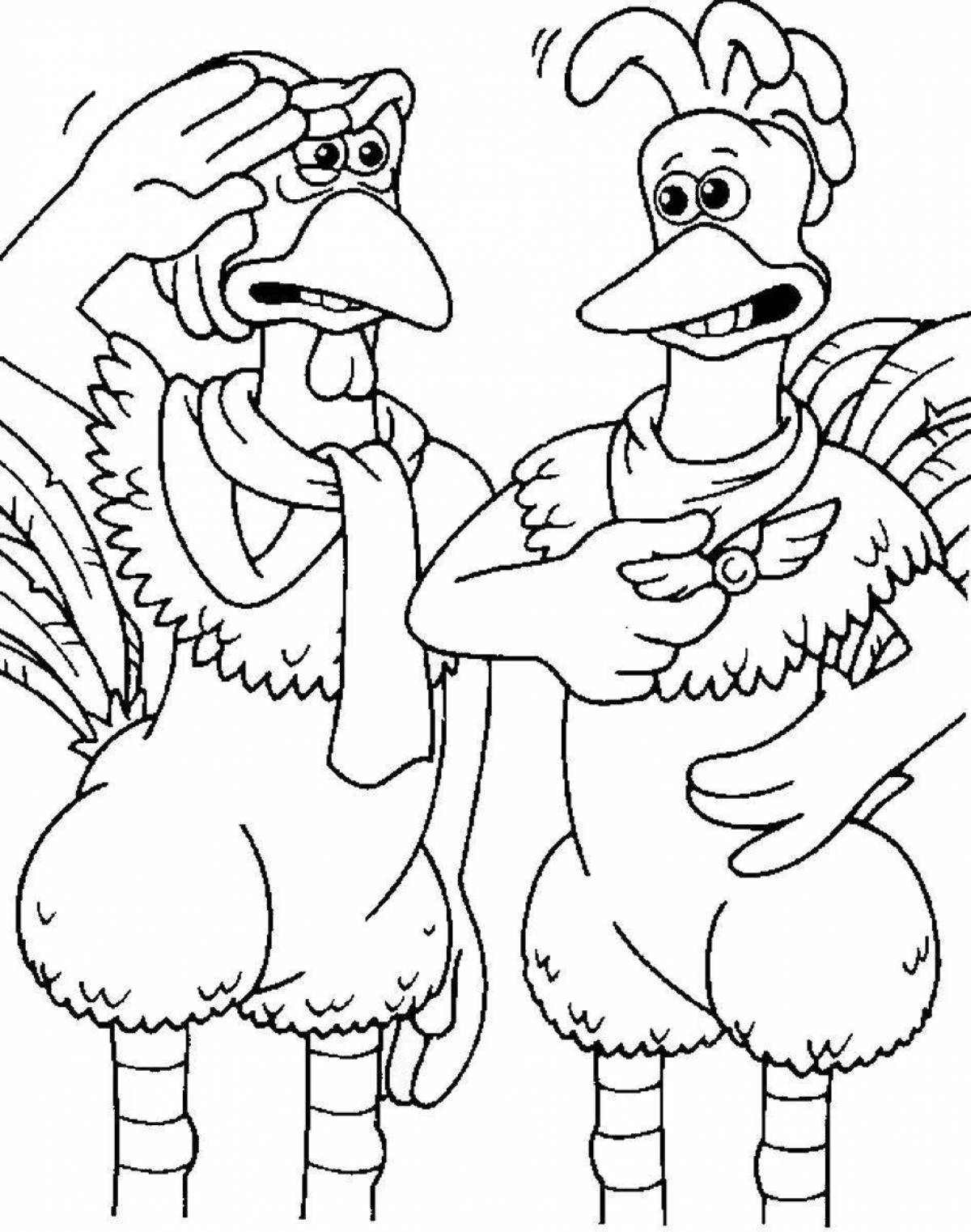 Sweet chicken coop coloring page