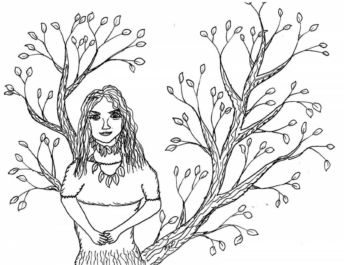 Charming dryad coloring page