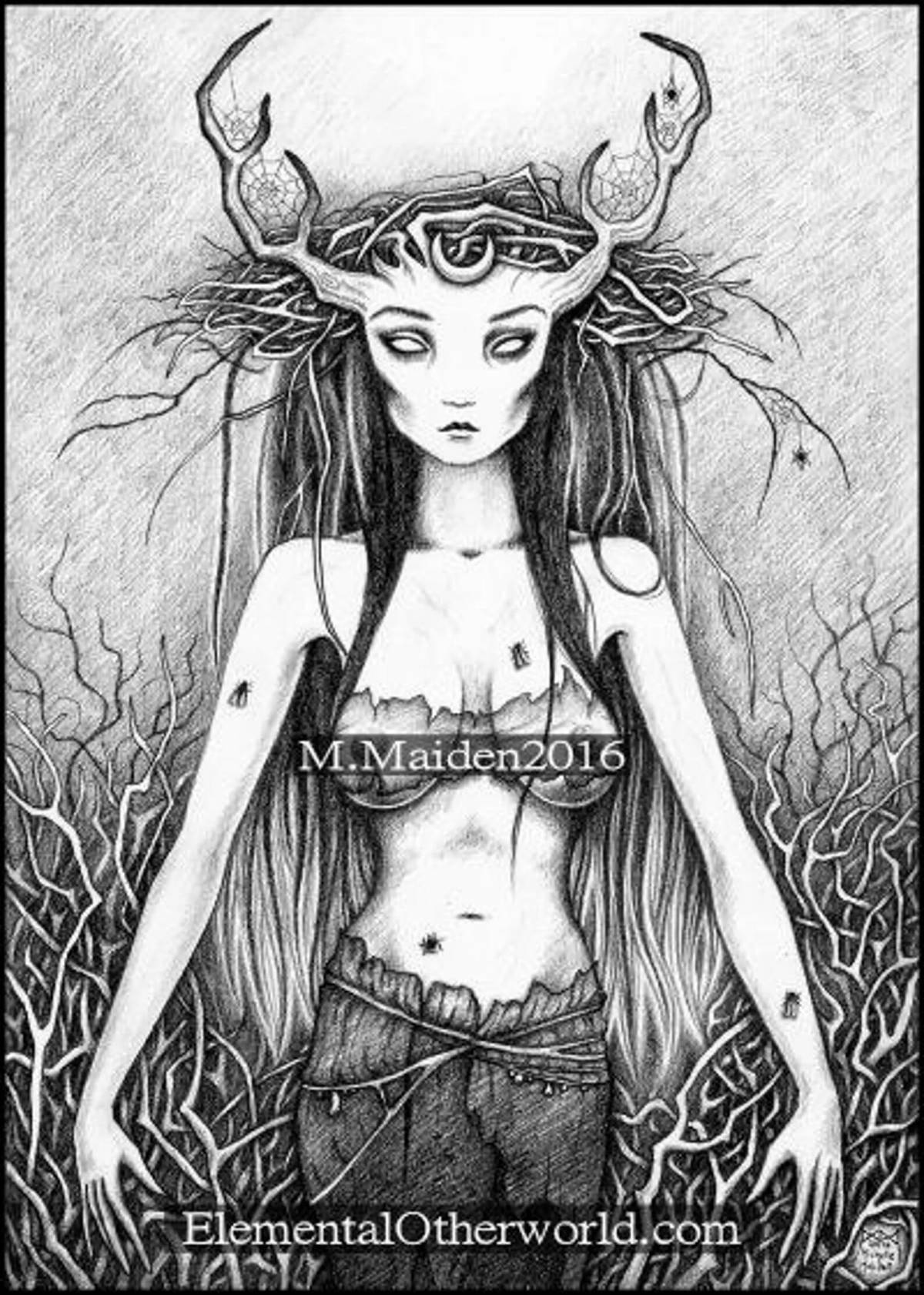 Mystical dryad coloring page