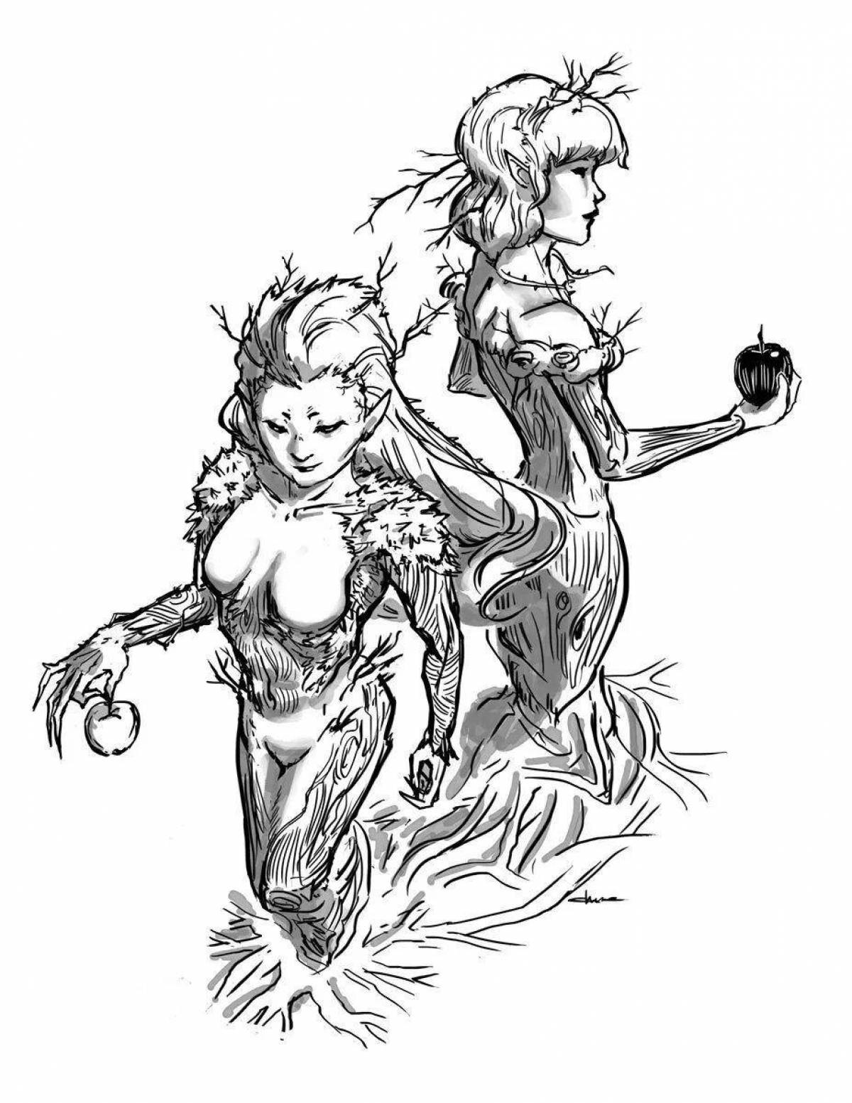 Раскраска безмятежная дриада