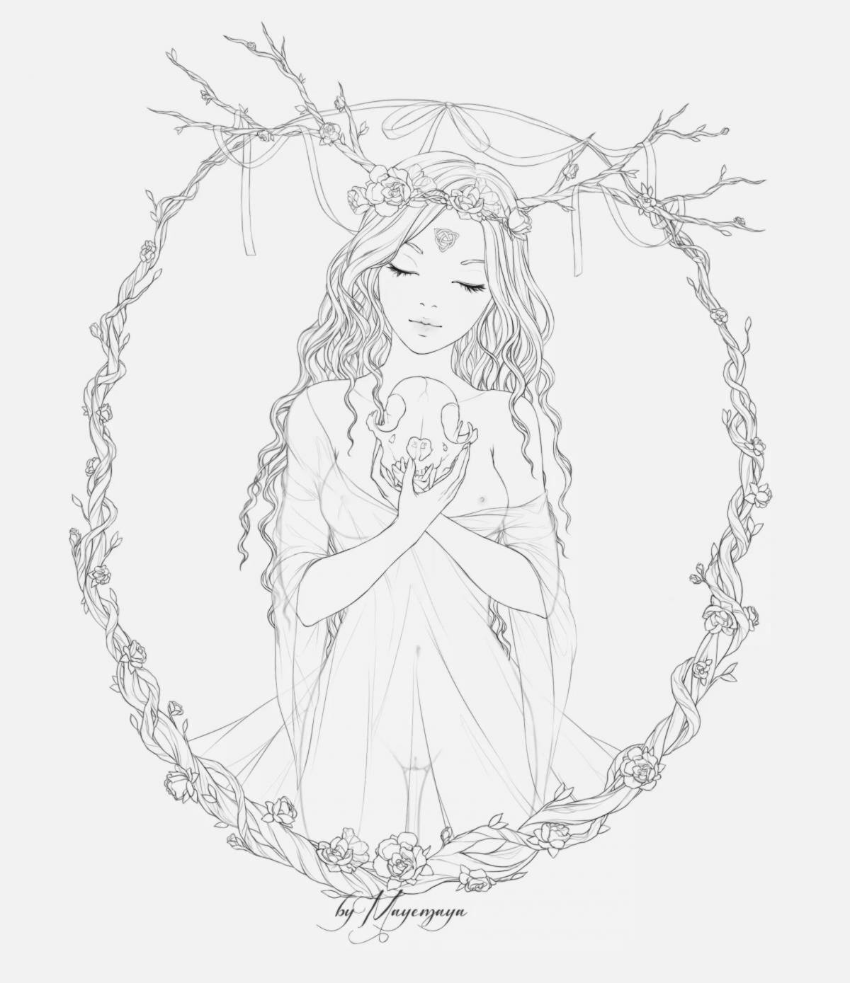 Раскраска элегантная дриада