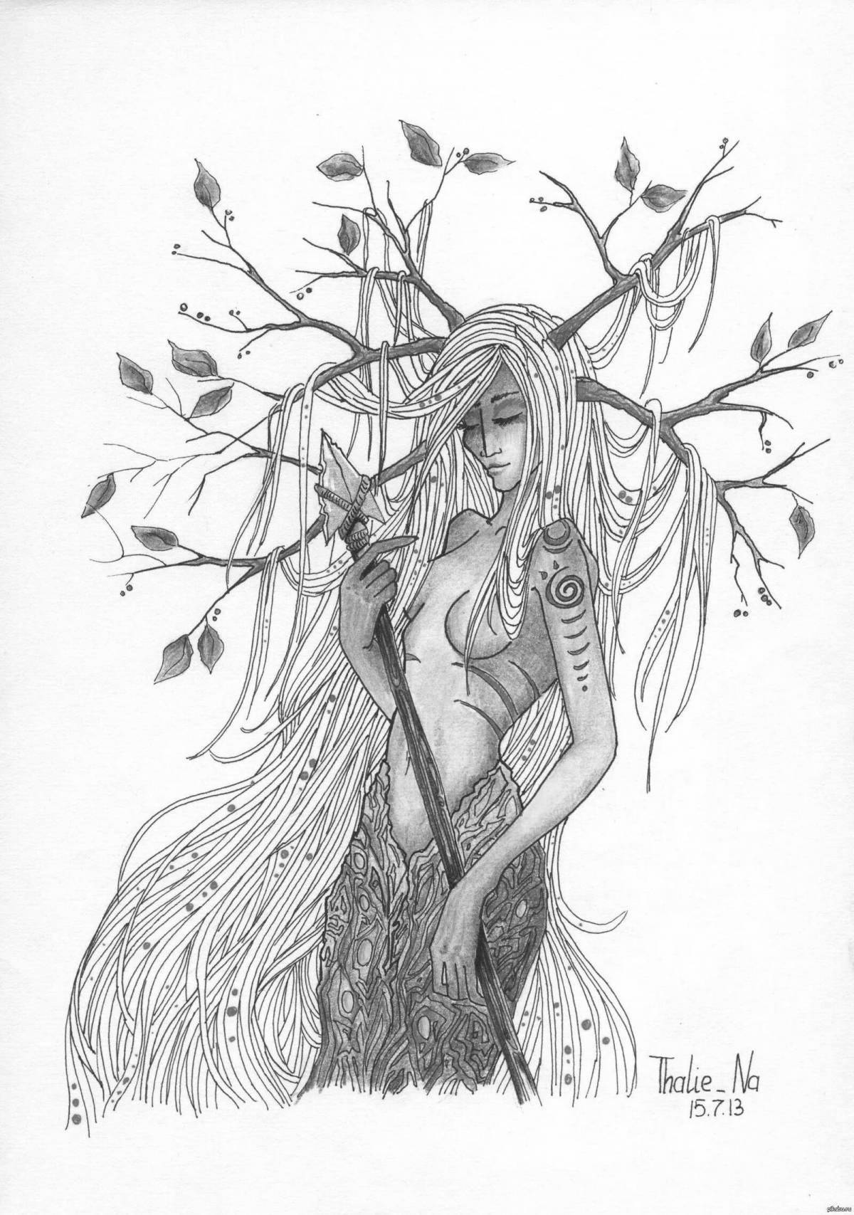 Раскраска магическая дриада