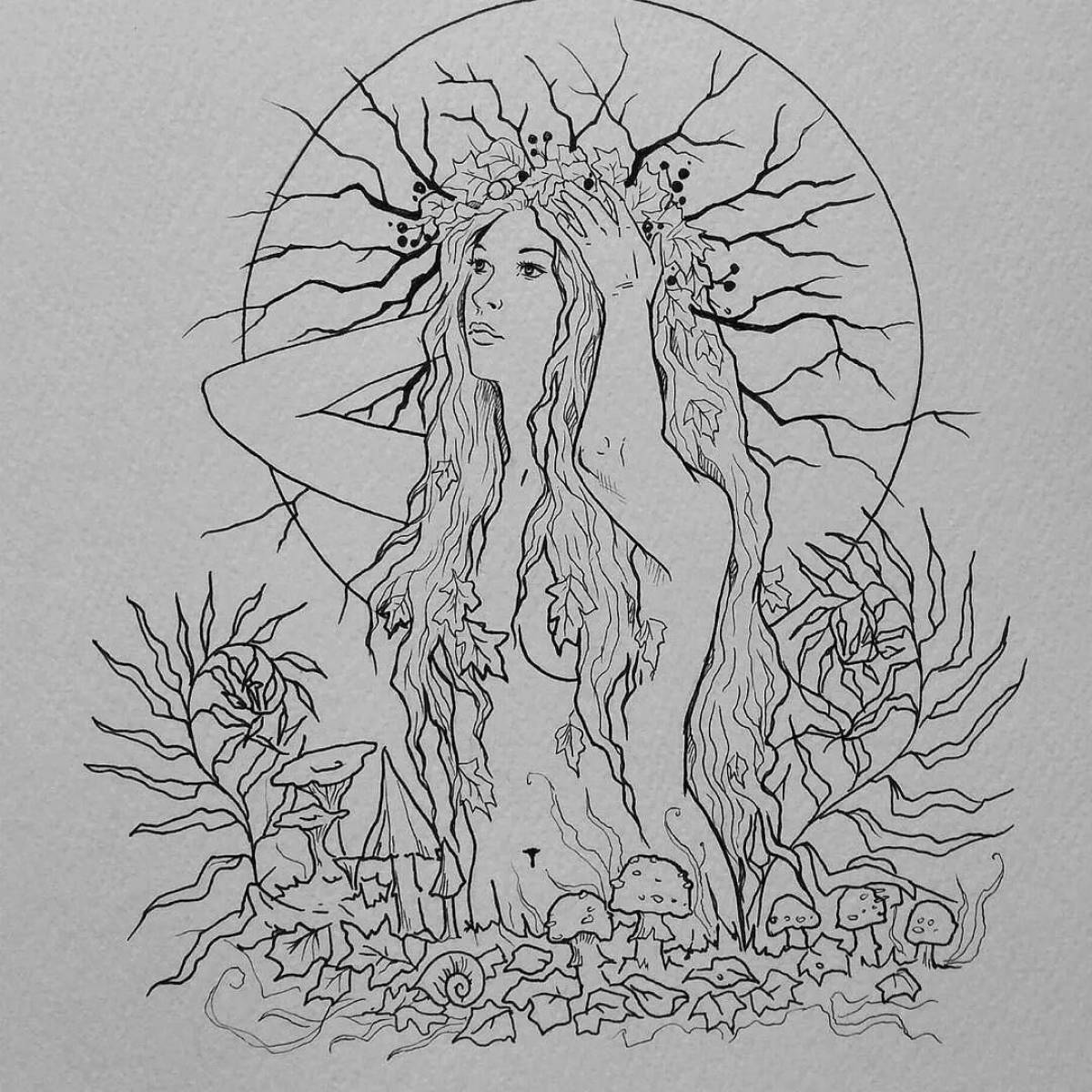 Awesome dryad coloring page