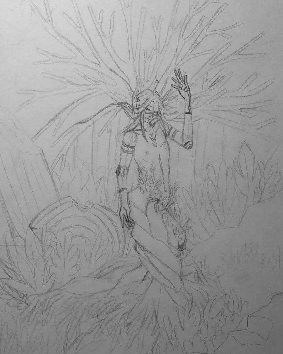 Coloring page graceful dryad