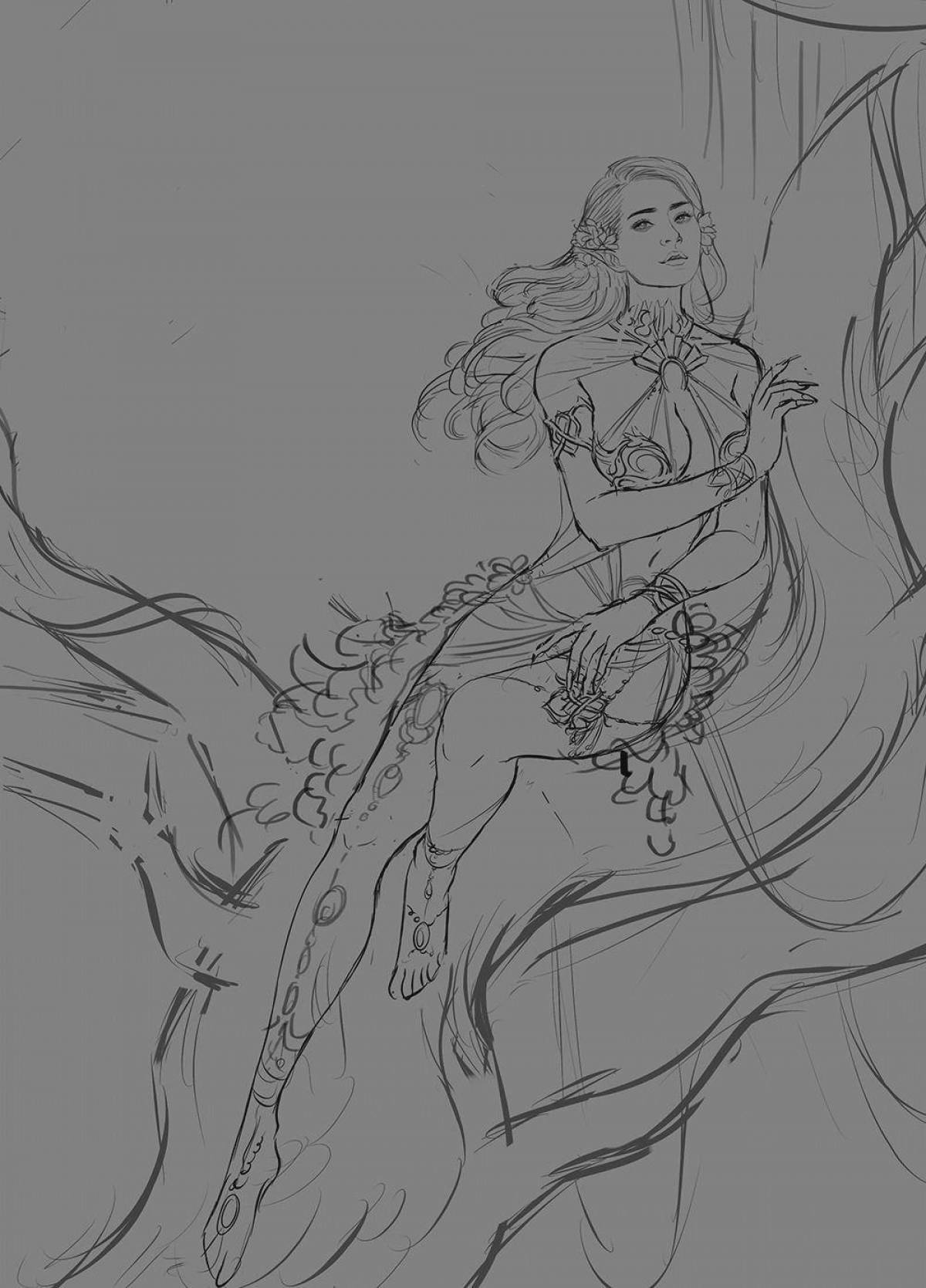 Раскраска очаровательная дриада