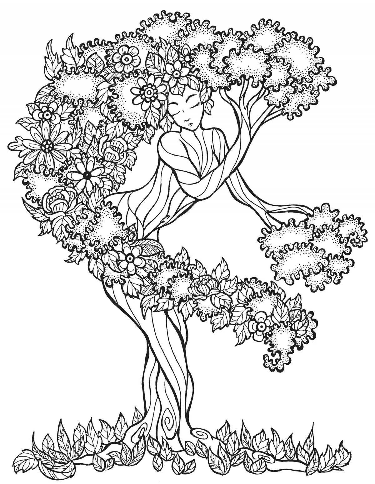 Coloring page gorgeous dryad