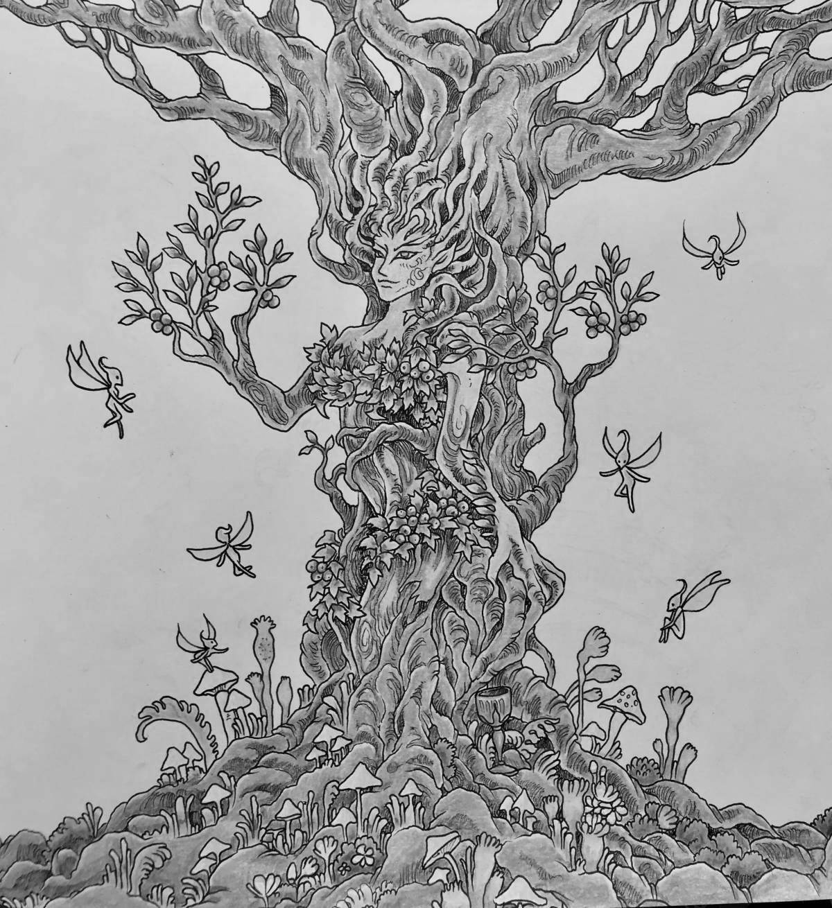 Exotic dryad coloring page