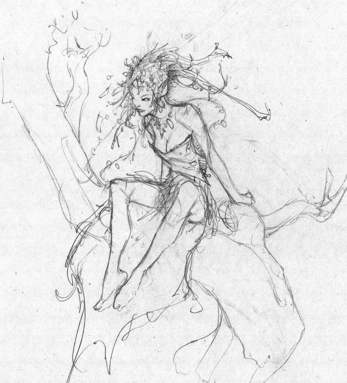 Раскраска радостная дриада