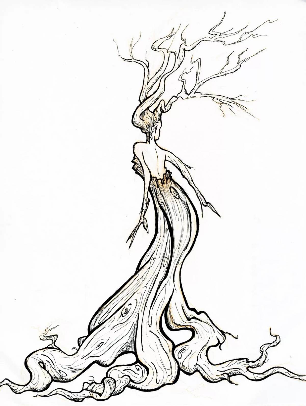Brilliant dryad coloring page