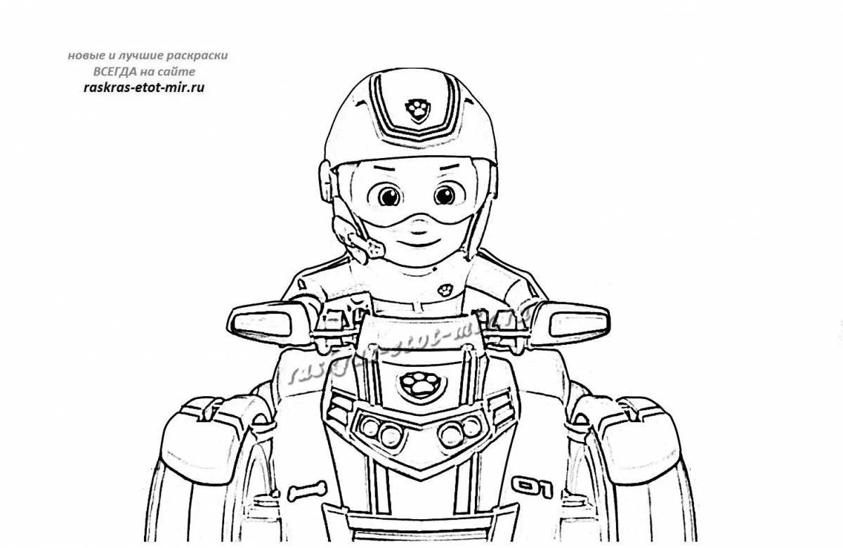 Colourful rider coloring page