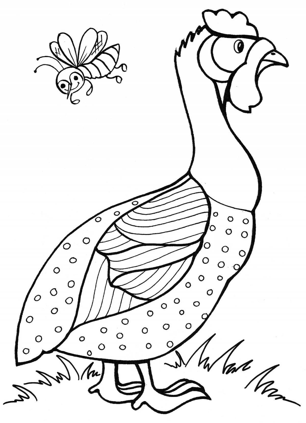 Photo Coloring page charming guinea fowl