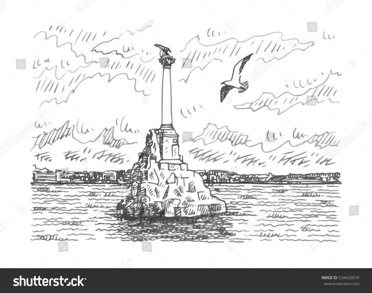 Памятник затопленным кораблям в Севастополе рисунок