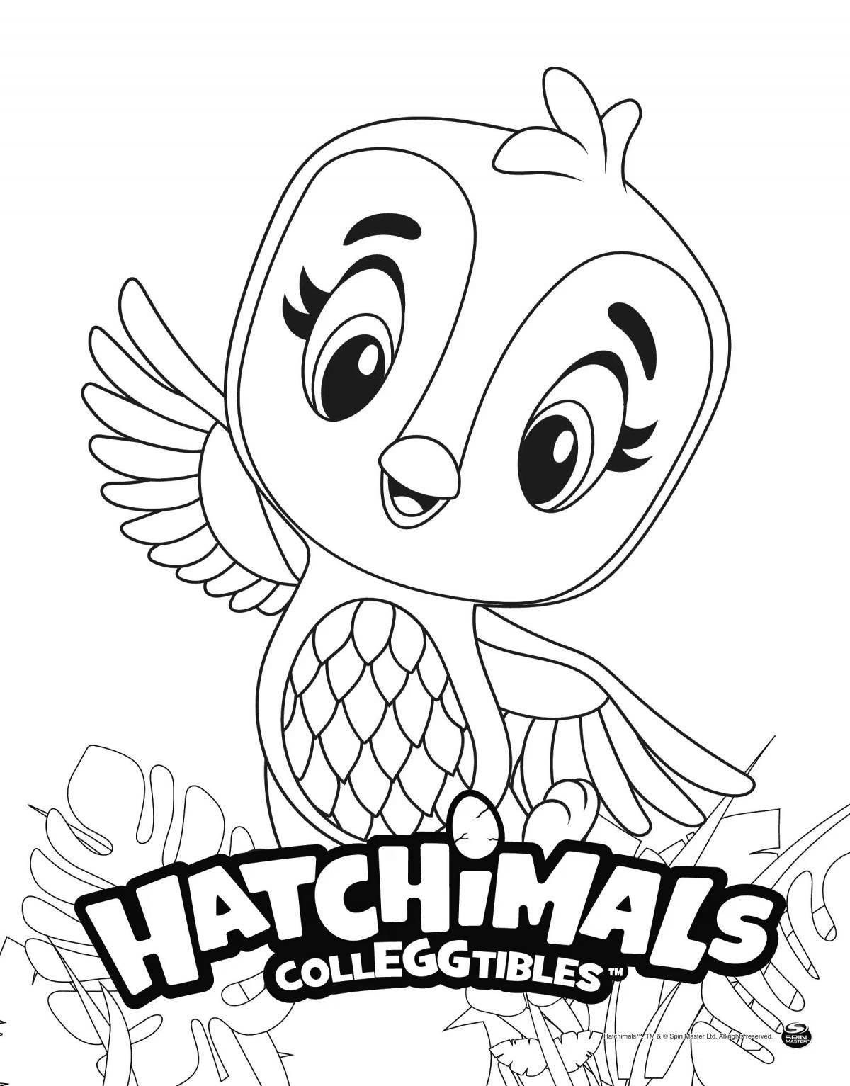 Насыщенная цветом раскраска hatchimals