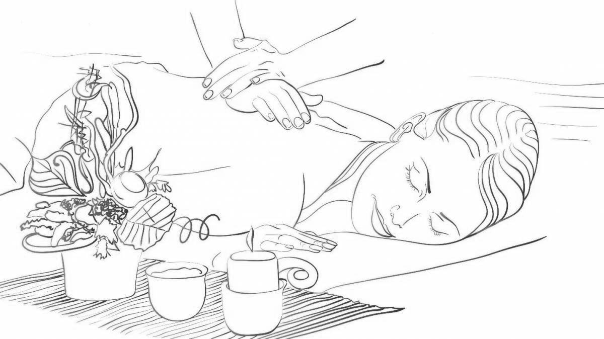 Colorful massage therapist coloring page