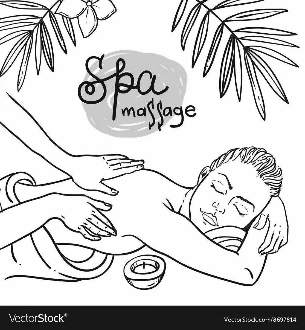 Coloring book cheerful masseur