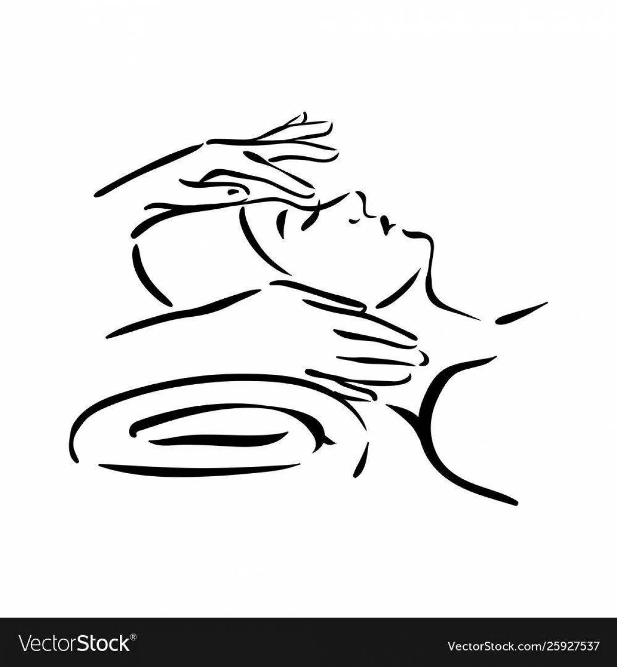 Coloring page energetic massage therapist