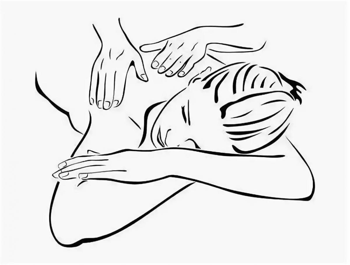 Coloring page inviting massage therapist
