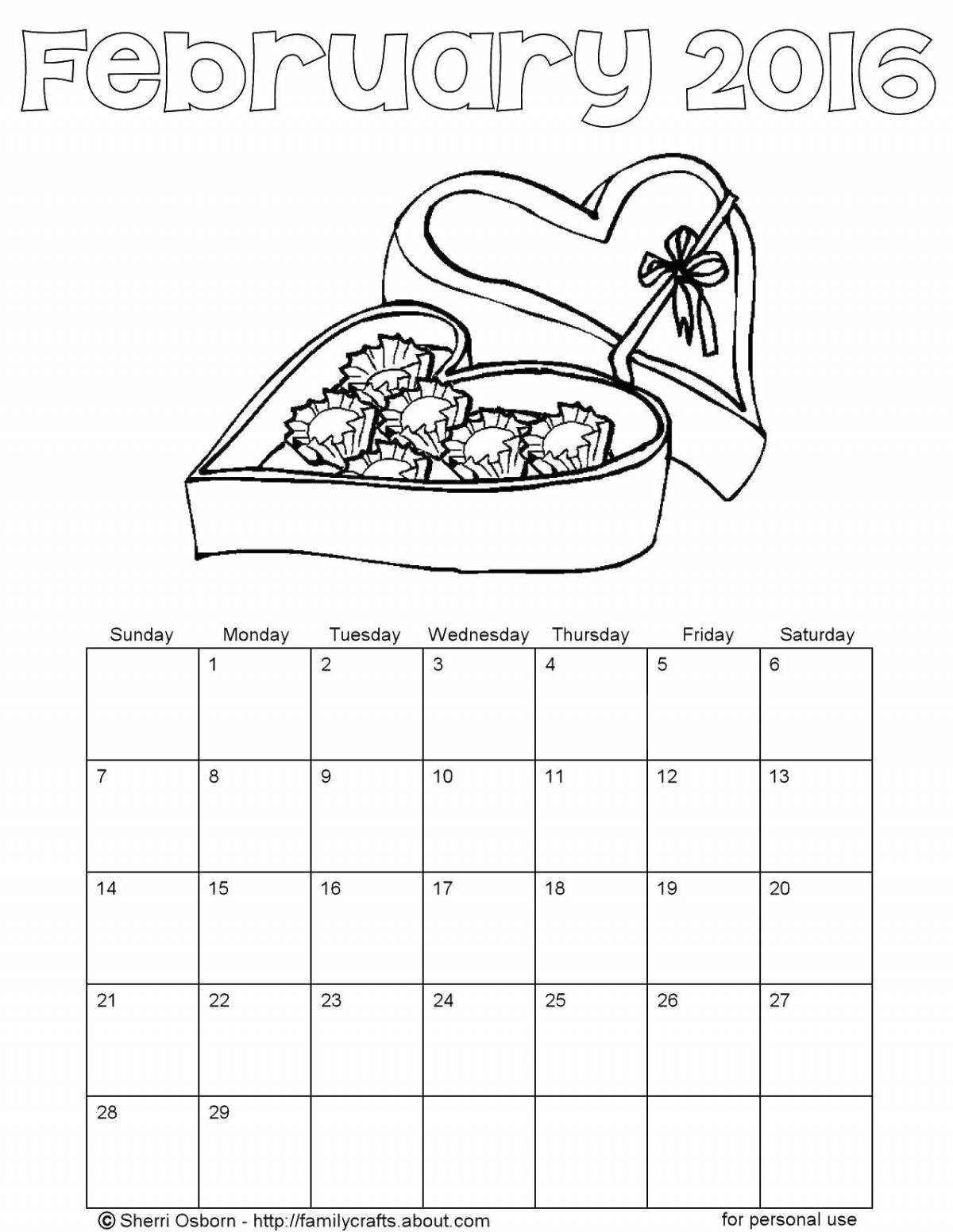 February Festive Coloring Page