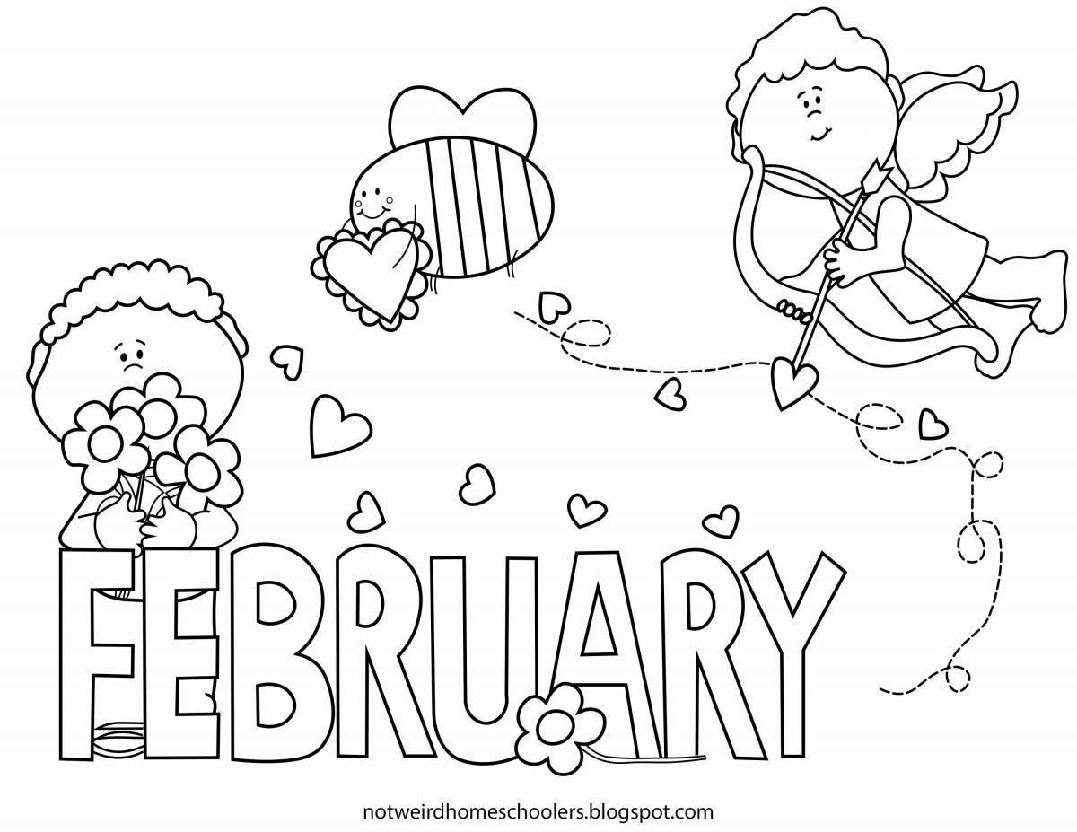 Coloring book glowing february