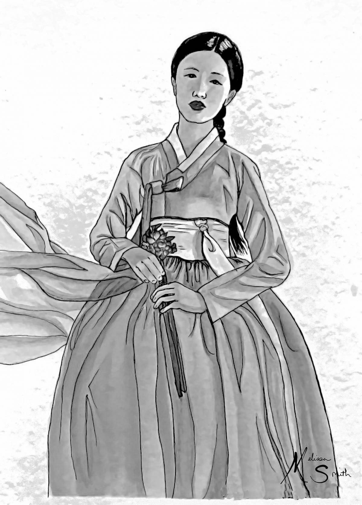 Photo Bright hanbok coloring