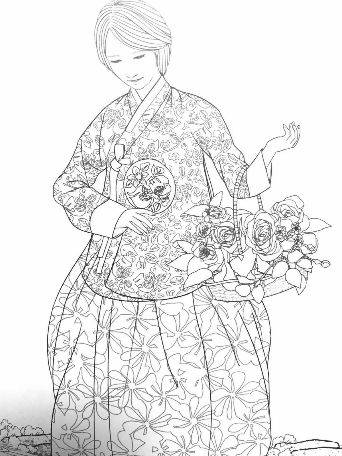 Photo Exquisite hanbok coloring book