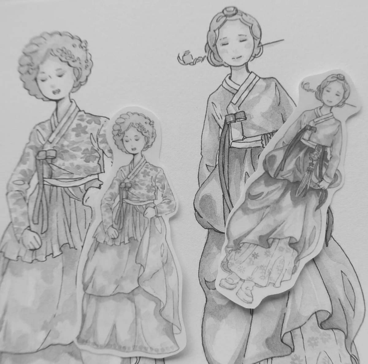 Photo Great hanbok coloring book