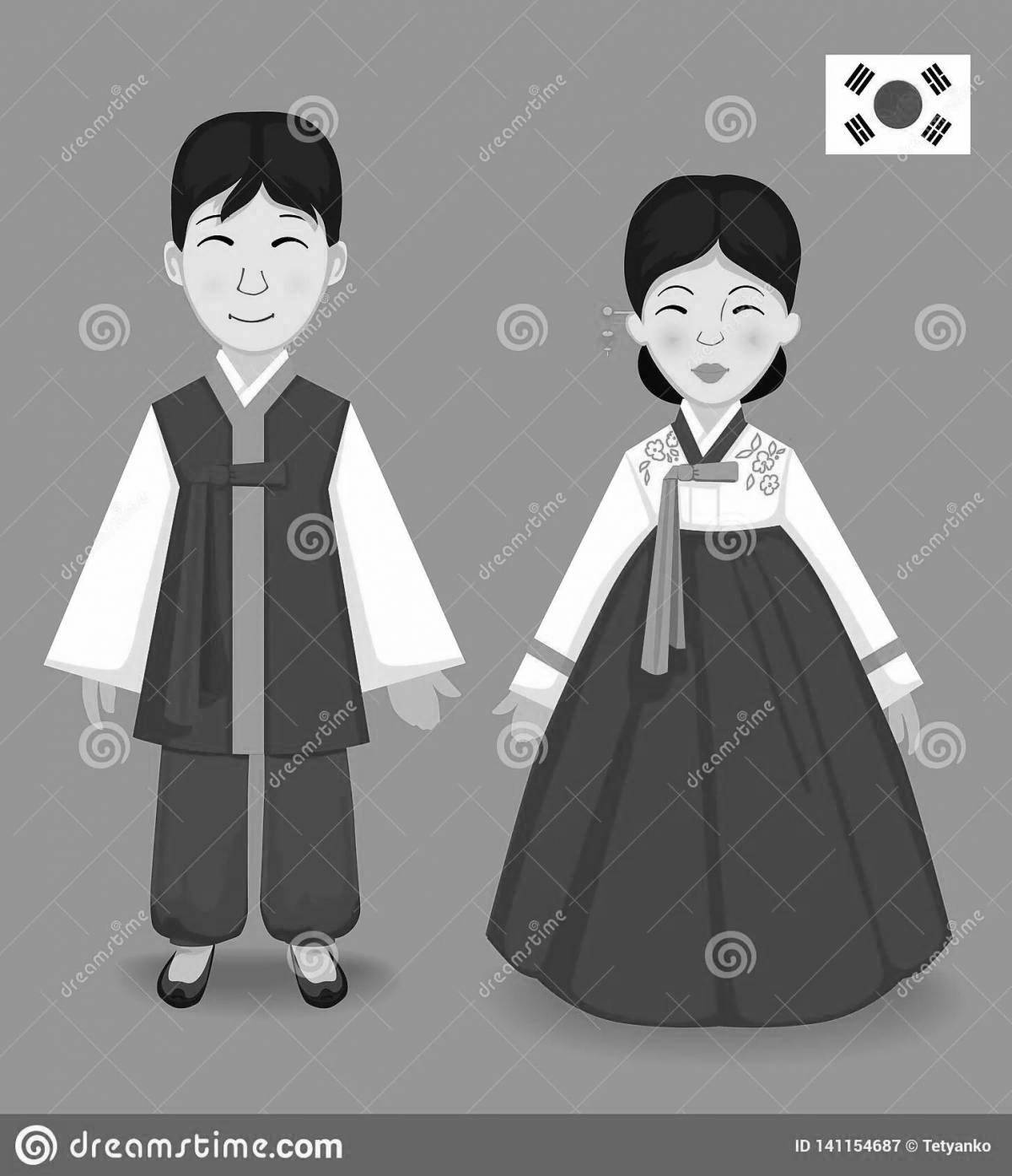 Coloring book shining hanbok