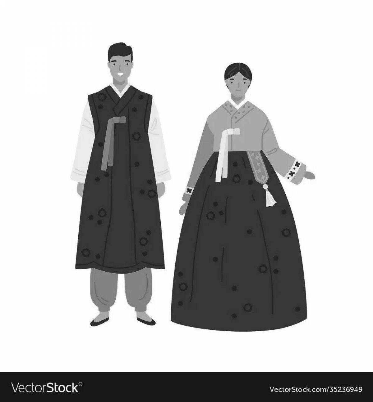 Amazing hanbok coloring page