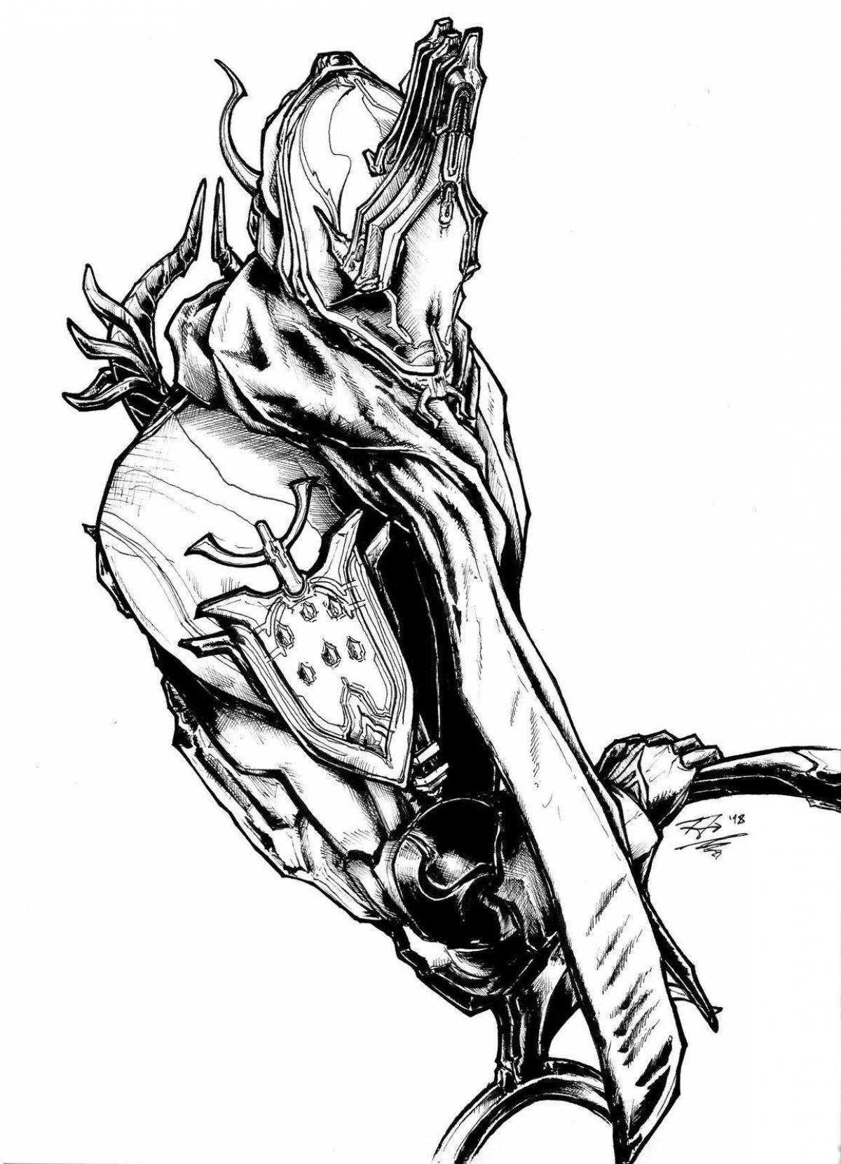 Amazing warframe coloring page