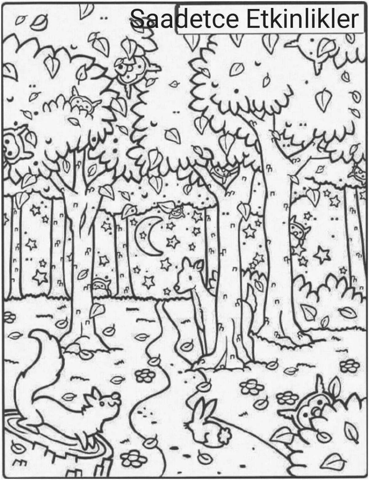 Color-explosion hide and seek coloring page
