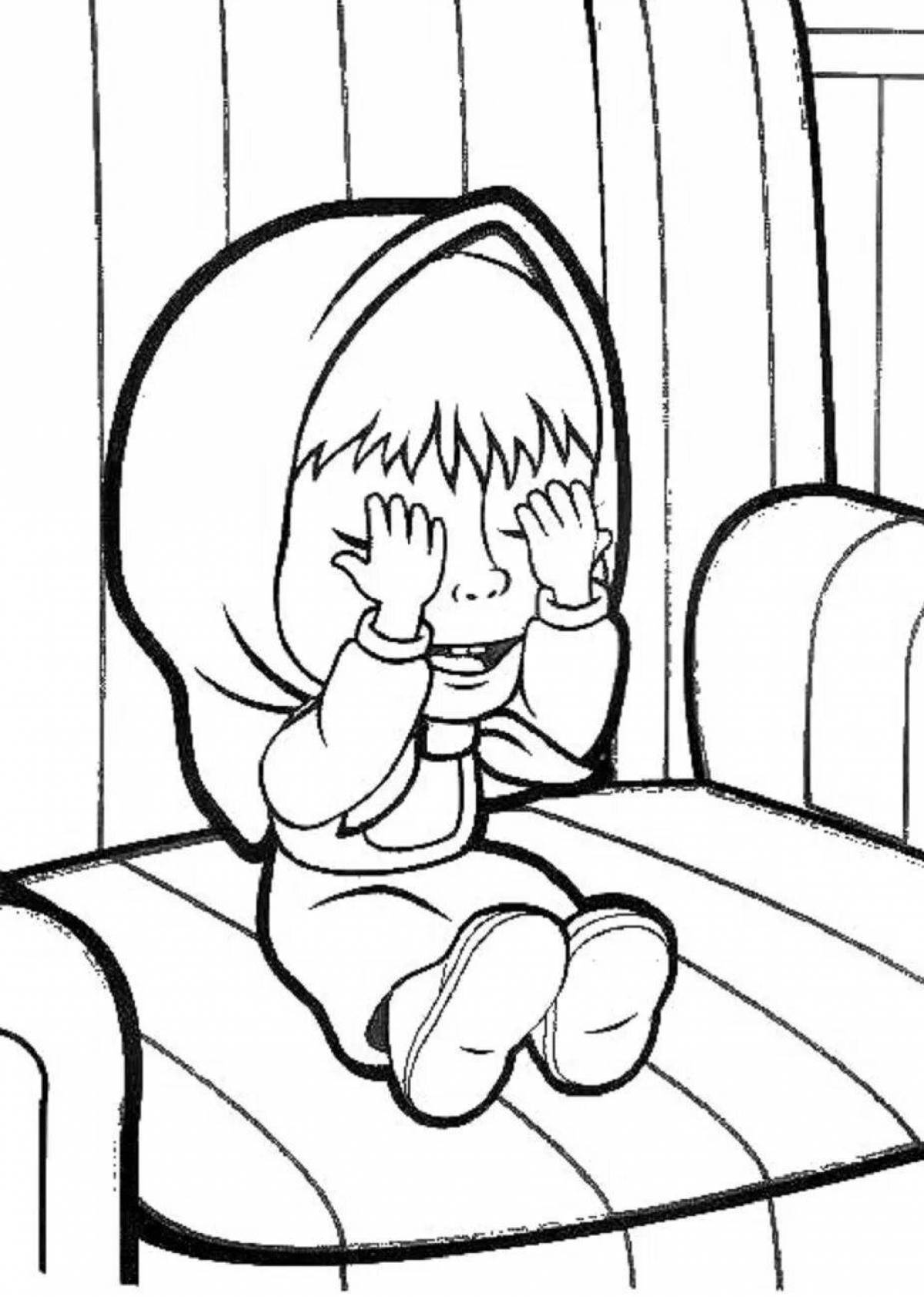 Color-dazzled hide and seek coloring page