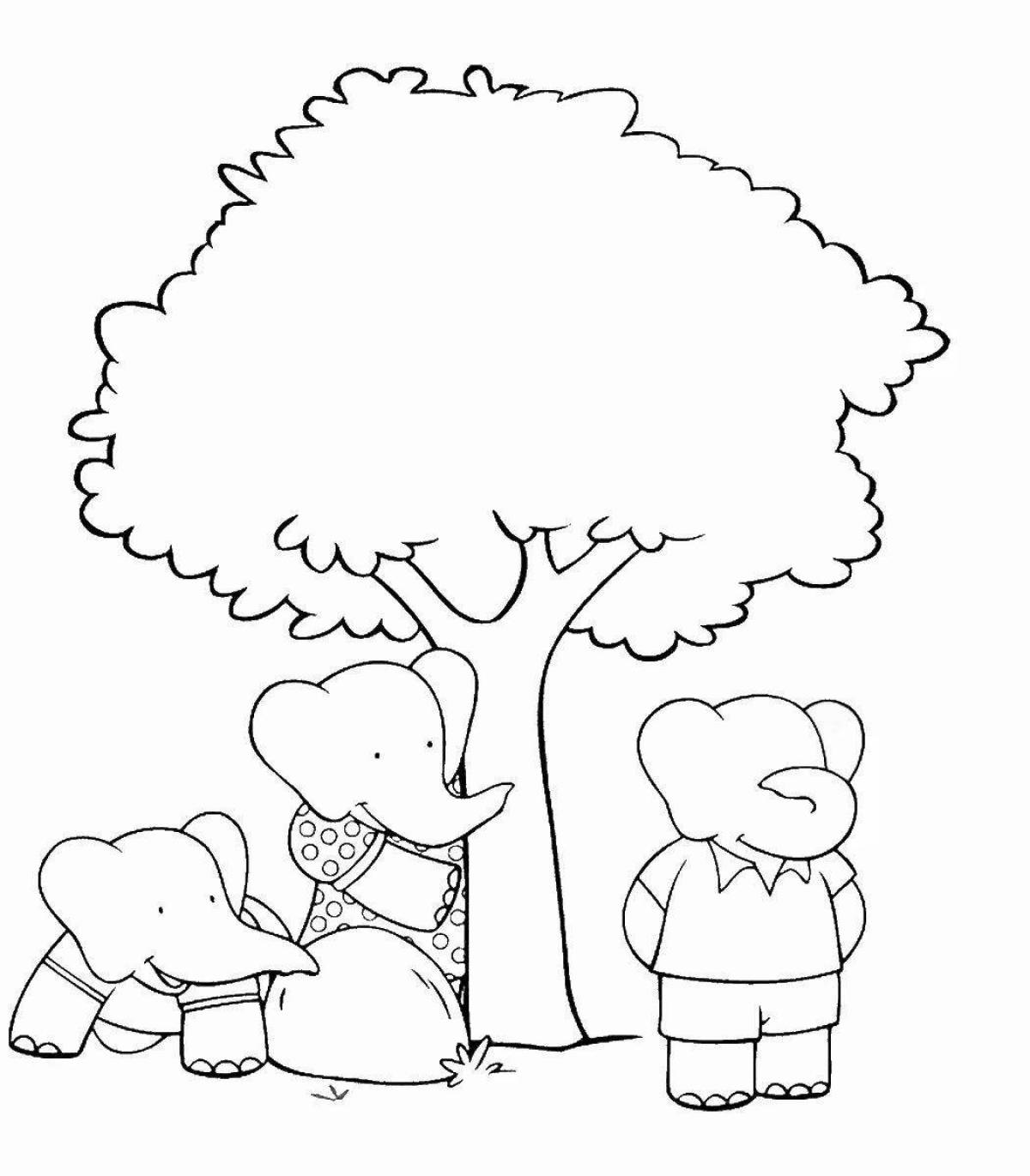 Color-overflowing hide and seek coloring page